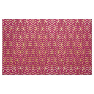 Neue Art Deco Stil Fabric. (Rot und Gold) Stoff