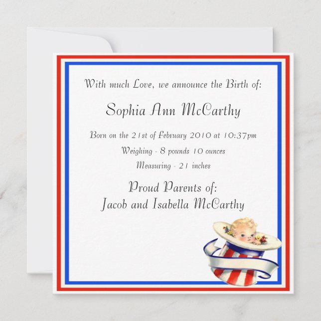 Neue Baby-Ankündigung Ankündigung (Vorderseite)