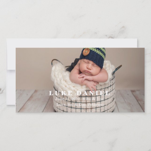 Neue Baby-Ankündigung Foto-Karten Ankündigung (Vorderseite)