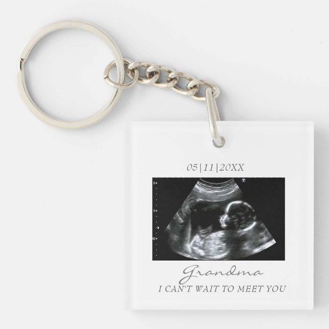 Neue Baby-Ankündigung für Oma-Ultrasound-Geschenk Schlüsselanhänger (Vorderseite)