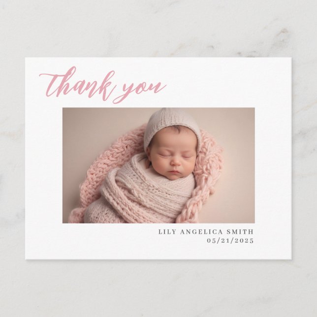 Neue Baby Birningskarte mit Foto Postkarte (Vorderseite)