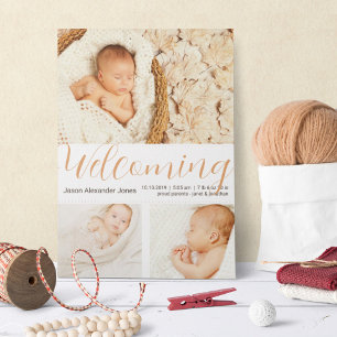 Neue Baby Boy Foto Template Neutrals Einladung