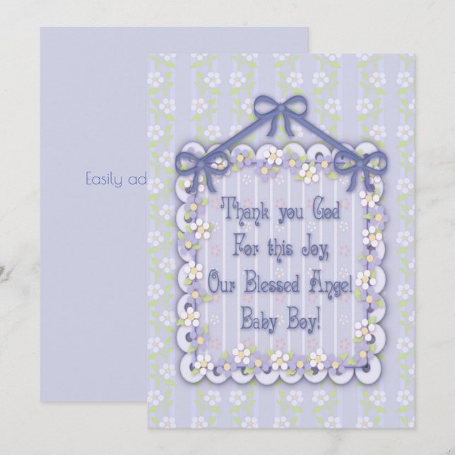 Neue Baby Boy Frilly Announccard (Vorne/Hinten)