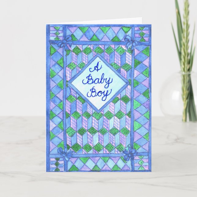 Neue Baby Boy Gratulations Card Karte (Vorderseite)