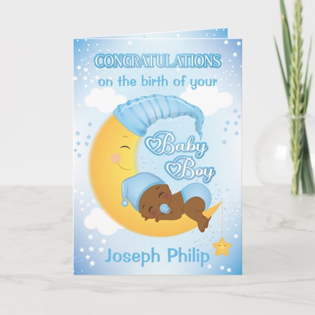 Neue Baby Boy Gratulations Card Karte (Vorderseite)