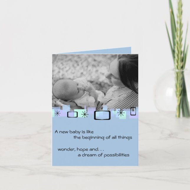 Neue Baby Boy Grußkarte begrüßen Karte (Vorderseite)