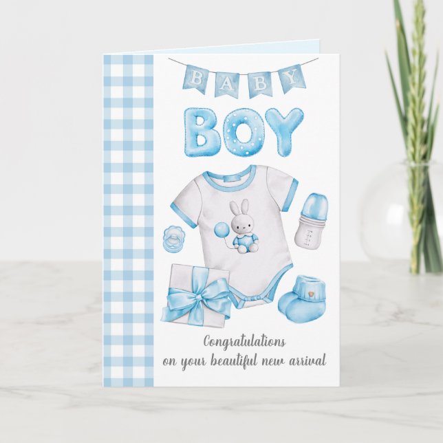 Neue Baby Boy Grußkarte Karte (Vorderseite)