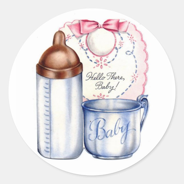 Neue Baby-Geschenksticker für Körbe oder Scrapbche Runder Aufkleber (Vorderseite)