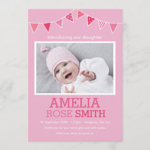 Neue Baby Girl Ankündigung/Dankeschön Karte