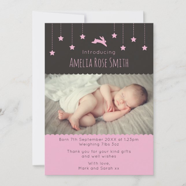 Neue Baby Girl Ankündigung/Dankeschön Karte A5 (Vorderseite)
