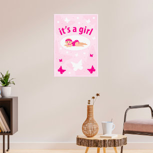 Neue Baby Girl-Ankündigung Poster