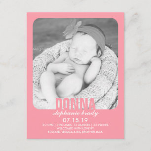 Neue Baby Girl Foto Flat Ankündigung