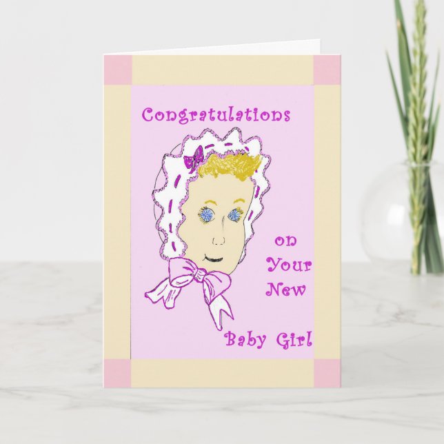 Neue Baby Girl Gratulations Card Karte (Vorderseite)