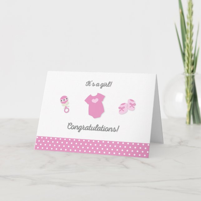 Neue Baby Girl Gratulations Card Karte (Vorderseite)
