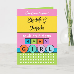 Neue Baby-Mädchen-Namen hinzufügen rosa grün Karte