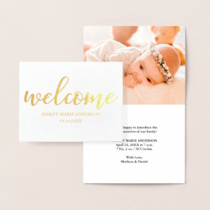 Neue Baby Modern Ankündigung Gold Foil Note Card