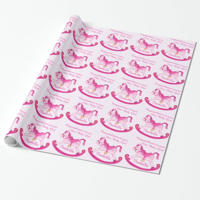 Neue Baby-Namensmusterverpackung des rosa Geschenkpapier (Ungerollt)