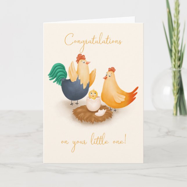 Neue Baby Niedlich Baby Chick Glückwunschkarte Karte (Vorderseite)