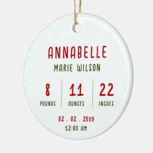 Neue Baby Personalisiert Foto Baby Infos Weihnacht Keramik Ornament