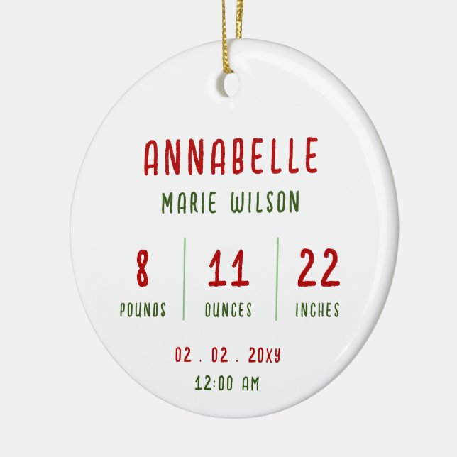 Neue Baby Personalisiert Foto Baby Infos Weihnacht Keramik Ornament (Links)