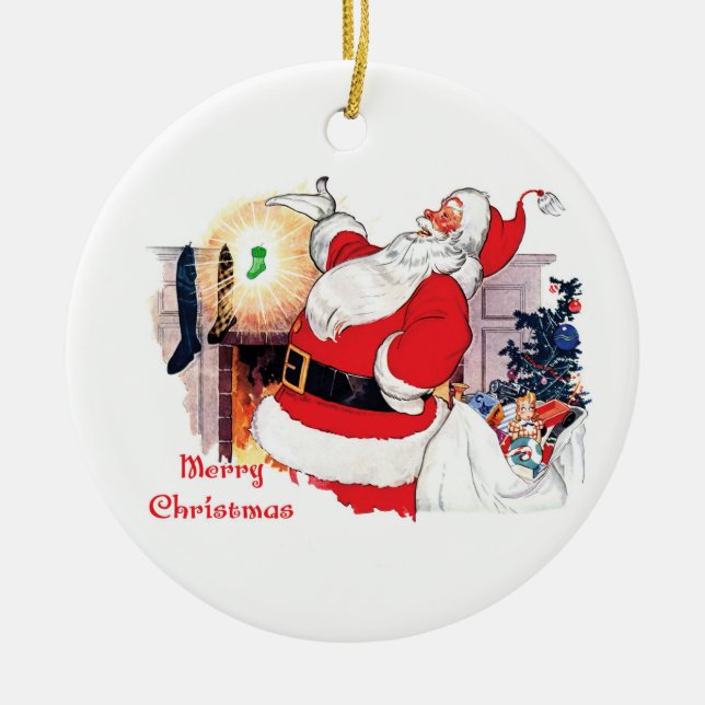 Neue Baby Santa Ankündigung Keramik Ornament (Vorne)