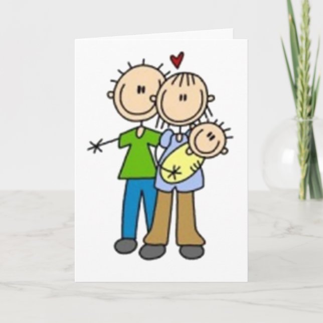 Neue Baby-Strichmännchen Ankündigung (Vorderseite)