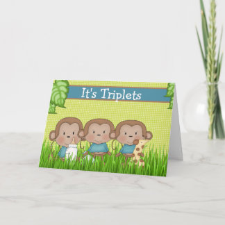 Neue Baby Triplet Boys Niedlicher Affe Karte