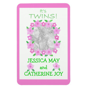 Neue Baby Twin Girls Ankündigung Flexible Magnet