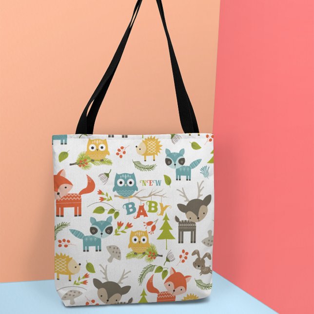 Neue Baby Typografie mit Niedlichen Holztieren Tasche (Von Creator hochgeladen)