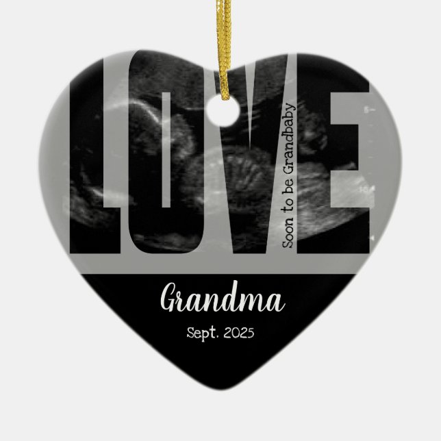 Neue Babyankündigung - Sonogramm mit DIY-Text Keramik Ornament (Vorne)