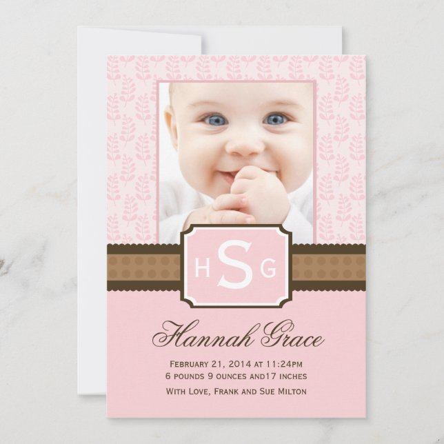 Neue Babyankündigungskarten Ankündigung (Vorderseite)