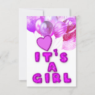 Neue Babydusche Es ist ein Girl-rosa Ballons-Holog Einladung