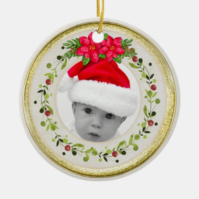 Neue Babygeburtsstatistiken Weihnachten, Geburtsan Keramik Ornament (Vorne)
