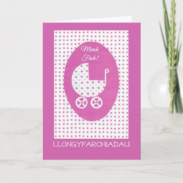 Neue BabyGirl Glückwünsche: Waliser-Gruß Karte (Vorderseite)
