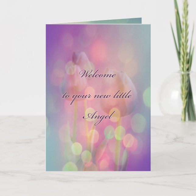Neue Babygratulation - Bokeh Tulips Karte (Vorderseite)
