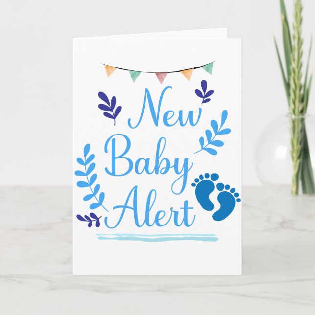 Neue Babywarnung, blaues Babyangebot Karte (Vorderseite)