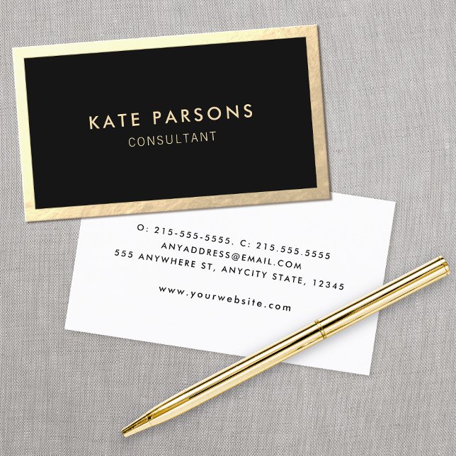 Neue Black Gold Border Business Card Visitenkarte (Von Creator hochgeladen)