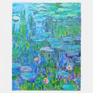 Neue blaues Wasser-Lilien-Teich Monet schöne Kuns Fleecedecke