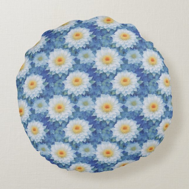 Neue Blume Rundes Kissen (Rückseite)