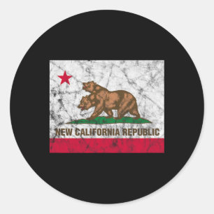 Neue California Republik Ncr Staat Distressed Flag Runder Aufkleber