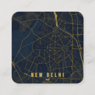Neue Delhi Indien Stadtplan & Benutzerdefinierter Quadratische Visitenkarte