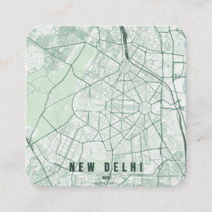 Neue Delhi Indien Stadtplan & Benutzerdefinierter Quadratische Visitenkarte