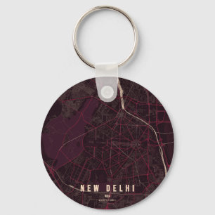Neue Delhi Indien Stadtplan & Benutzerdefinierter Schlüsselanhänger