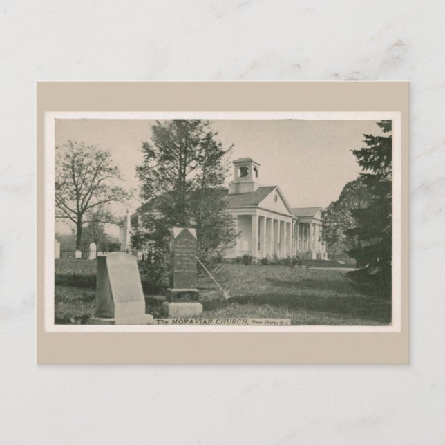 Neue Dorp Mährische Kirche, Staten Island NY Postkarte (Vorderseite)