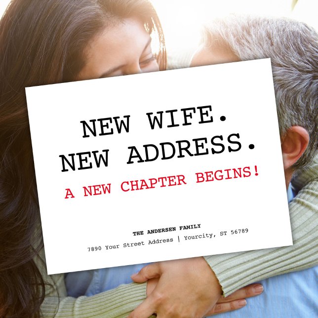 Neue Ehefrau-Adresse Einfache Minimalistische Bewe Ankündigungspostkarte (New Wife Address Simple Minimalist Moving Announcement Postcard)