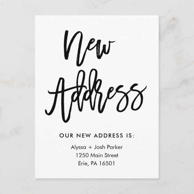 Neue einfache moderne Typografie der Adressen-| Ankündigungspostkarte (Vorderseite)