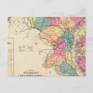 Neue Eisenbahnkarte der Staaten von Maryland Postkarte