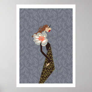 Neue Elegante Blumen Glamour Mode Kunst Poster