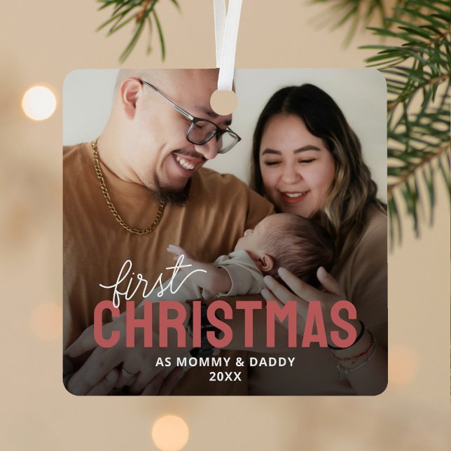 Neue Eltern Erstes Weihnachtsfest Foto Ornament Aus Metall (Von Creator hochgeladen)