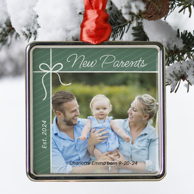 Neue Eltern Familie Erstes Weihnachtsfest Foto Ornament Aus Metall (Von Creator hochgeladen)
